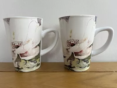 Buy Marks And Spencer 2 Coffee Tea Mugs Floral Painterly Style • 12.99£