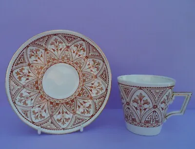 Buy A Wileman (Shelley) Gothic Pattern 3484 Victoria Shape Tea Cup & Saucer. C.1882 • 40£