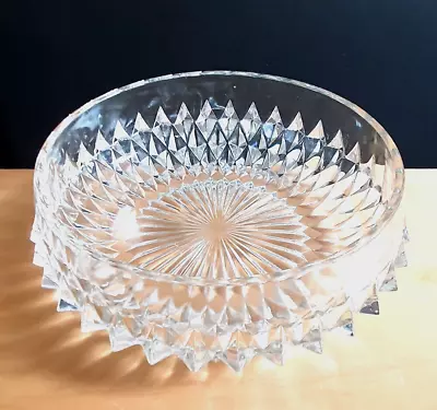 Buy Vintage Decorative Cut Glass Diamond Pattern Spikey Centerpiece Bowl • 12£