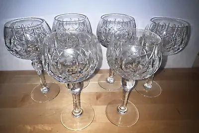 Buy Set Of 5  X 'THOMAS WEBB' Crystal Cut KINGSWINFORD Hock Wine  Glasses 6 3/4  • 19.99£