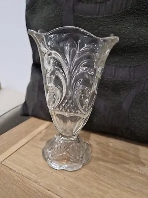 Buy Vintage EAPG Glass Celery Vase - 20cm Tall - Hollow Scalloped Foot • 12.50£