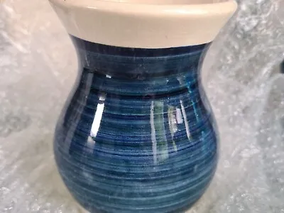 Buy Dragon Pottery Wales Rhayader  Stunning Blue Glaze Welsh Vintage Vase 12cm Tall • 7£
