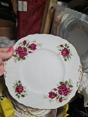 Buy VINTAGE COLCLOUGH BONE CHINA Red ROSES Large Plate • 9.99£