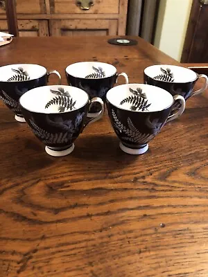 Buy Royal Albert Night & Day Coffee Cups 5 No Saucers Black & White Ferns • 14.99£