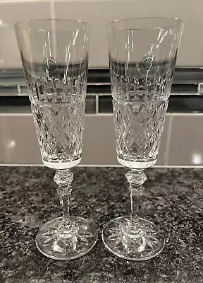 Buy Set Of 2~ Galway Irish Crystal  RATHMORE   Champagne Glasses • 38.41£