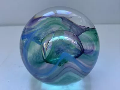 Buy Glass Paperweight Caithness Moon Crystal Ocean Blue • 8.99£