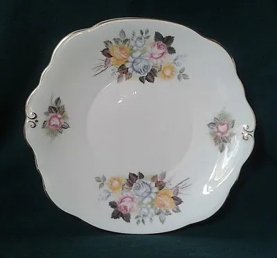 Buy Duchess Mossleigh Cake Plate Bone China Serving Platter Pink Yellow & Blue Roses • 33.95£