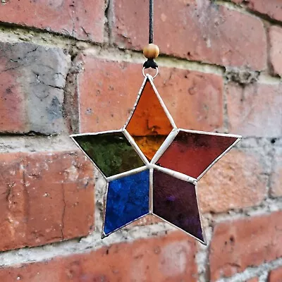 Buy Handmade Multicoloured Five Pointed Rainbow Stained Glass Star  • 19.99£