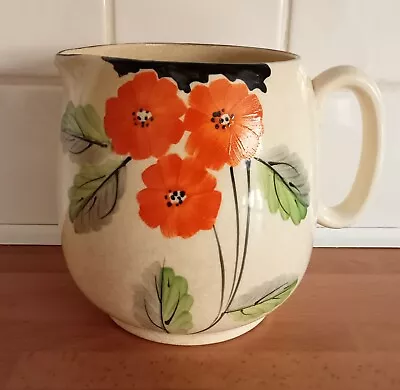 Buy Vintage Bailey Cranberry Ceramic Hand Painted Jug Poppies Exct Condition • 9.99£