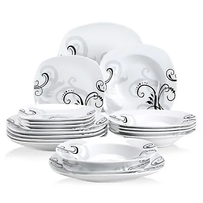 Buy VEWEET ZOEY 18Piece Dinner Set Porcelain White Tableware Plate Set Service For 6 • 43.69£