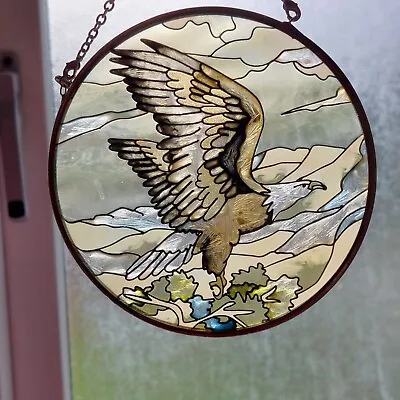 Buy Amia Denver Eagle Suncatcher Hand Painted Stained Glass Round Window Art Mancave • 15£