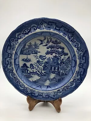 Buy Antique Blue And White Willow Pattern Staffordshire Plate • 5£