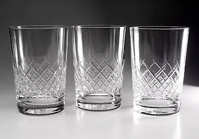 Buy Set Of 3 Thomas Webb Cut Glass Crystal 4 Inch Tapered Tumblers Diamond Pattern • 33.60£