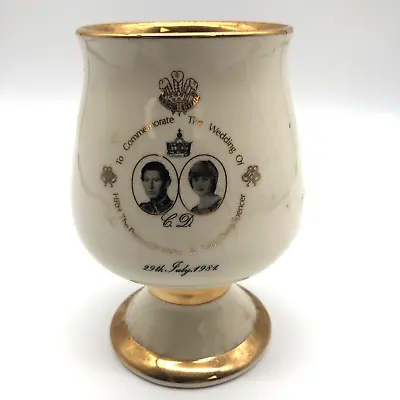Buy Prinknash Pottery - Charles And Diana Wedding - 1981 - Gold And White Goblet C17 • 15£