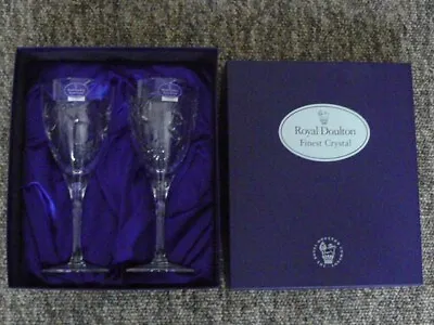 Buy ROYAL DOULTON JASMINE WINE GLASS SET OF 2 BOXED WEDDING 15th ANNIVERSARY GIFT • 18£