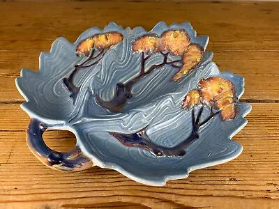 Buy Vintage Carlton Ware Blue NIGHT OAK Trefoil Dish Tray Embossed Hand Ptd ART DECO • 48.50£