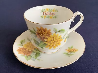 Buy DUCHESS Bone China Flowers Of The Month Tea Cup & Saucer OCTOBER • 6.50£