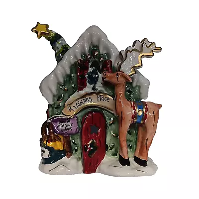 Buy Blue Sky Clayworks RUDOLPH’S PLACE Christmas Candle Tea Light House Glazed • 33.07£