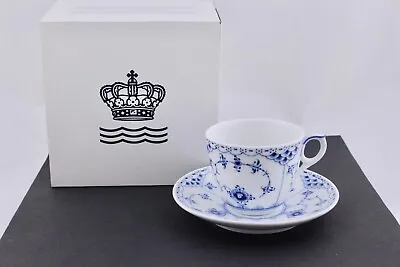 Buy Royal Copenhagen Blue Fluted Half Lace Cup And Saucer – New • 144.67£