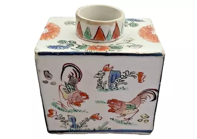 Buy Fine Chinese Kangxi Period Tea Caddy - Painted Cockerels & Flowers 17th Century • 26£