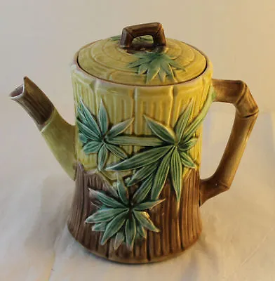 Buy Antique Majolica Bamboo & Prunus Design Teapot • 571.50£