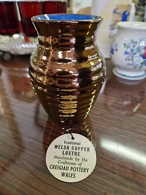 Buy Vintage Creigiau Pottery Wales Copper Metallic Lustre Ware Vase 10.5 Cm Tall • 4.99£