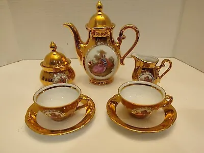 Buy Vintage Wunsiedel Bavarian Porcelain Tea For Two Set Romantic Scene Germany Gold • 86.30£
