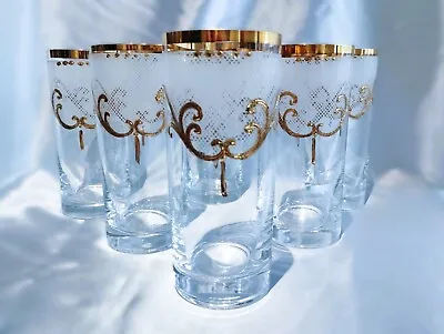 Buy Czech Bohemian Glass Handmade - Whiskey Glass- 6 Pcs With Polished Mesh An Gold • 105.65£