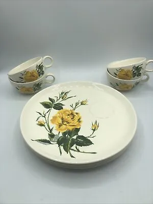 Buy Salem Talisman Yellow Rose China Cup Mug & Appetizer Plates Set Of 8 Pieces 53W • 23.70£