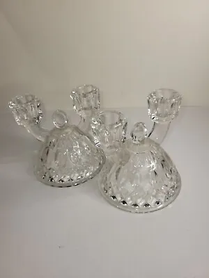 Buy Vintage Imperial Depression Glass Double Taper Candleholder SET • 17.13£