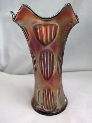 Buy Vintage Fenton Amethyst Depression Glass Vase. Diamond & Rib. Circa 1910. • 25£