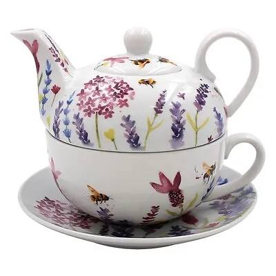 Buy Teapot Tea For One Lavender & Bees Floral Cup And Saucer Ceramic Gift Set Boxed • 19.49£