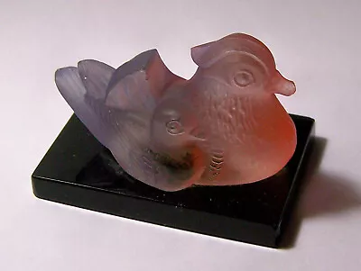 Buy Lalique Style Art Glass Frosted Bird On Amethyst Base • 26.52£