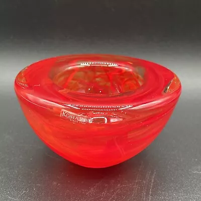Buy Kosta Boda Atoll Votive Red Pink Swirl Anna Ehrner Design Vintage Art Glass Rare • 33.78£