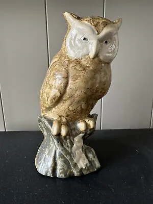 Buy Vintage Partially Glazed Pottery Owl Figurine • 10£