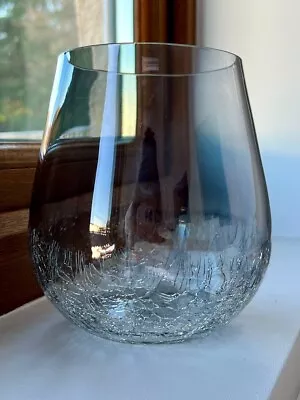 Buy Vintage Smoky Blue Ice Cracked Glass Decorative Vase • 28£