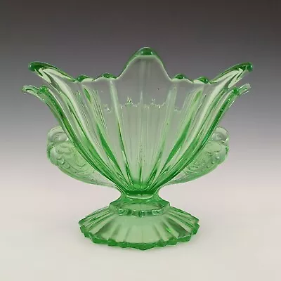 Buy STS Abel Art Deco 1930's Green Glass Bird Centrepiece Bowl • 75£