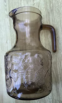 Buy Arcoroc Fleur Water Jug Pitcher Smoked Glass Vintage French 1970s Ice Spout  • 12.99£
