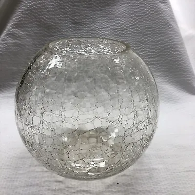 Buy BLENKO Crystal Globe Sphere Glass Vase Fish Bowl Round Crackle 6” • 38.18£