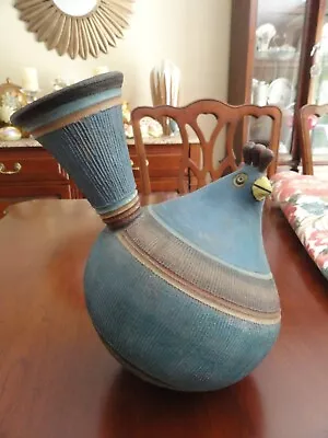 Buy Israeli Pottery - Signed Blue Bird - Unique And Hand Made - 8 1/2  H X 7  W • 118.59£