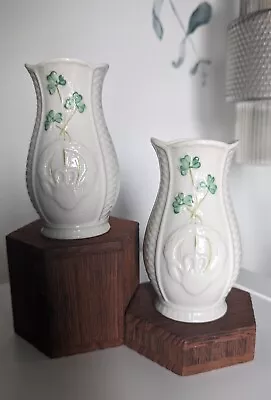 Buy Belleek Pair Of Gaelic Mini Vases - Pre Loved - No Box • 5£