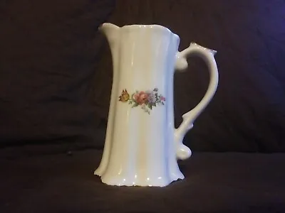 Buy White Porcelain Bud Vase Pitcher Gold Edge Trim Floral Design • 13.32£