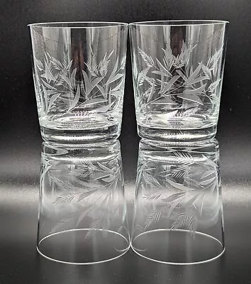Buy Four Beautifully Cut Lead Crystal Tumbler Glasses With Wild Grass Pattern • 20£