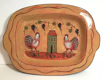 Buy Lang Redware Susan Winget Rooster Casserole Platter 11.75  Wine French Country • 23.71£
