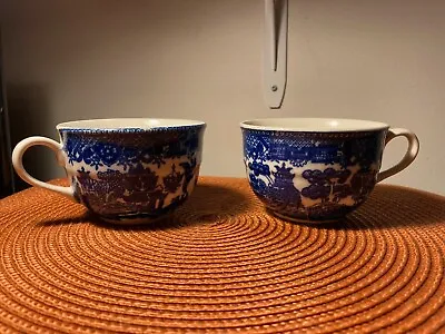 Buy Vintage Blue Willow Cups Made Japan Blue & White Set Of 2 • 9.49£