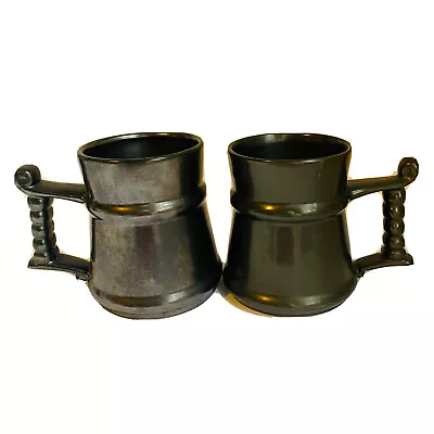Buy Vintage Prinknash Abbey Mugs Tankards Lustre Pewter Coloured England Handmade • 12.49£