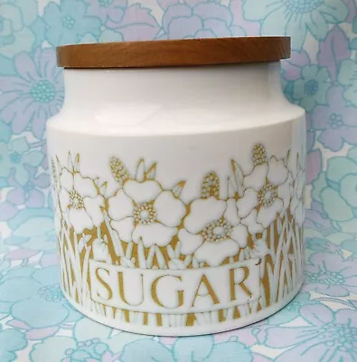Buy Vintage 1970s Hornsea Fleur Sugar Canister Wooden Lid Storage Jar Container • 7.99£