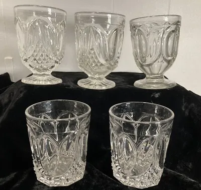 Buy Lot Of 5 EAPG Antique TULIP AND SAWTOOTH Tumblers • 37.46£