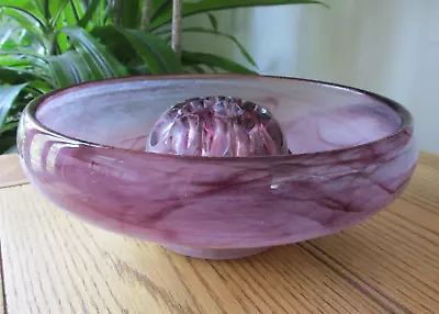 Buy Art Deco Davidson  Amethyst Cloud Glass Posy Vase Flower Bowl With Frog 1930s • 14.99£