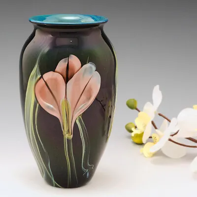 Buy Richard Satava Art Glass Iris Flowers Vase • 225£